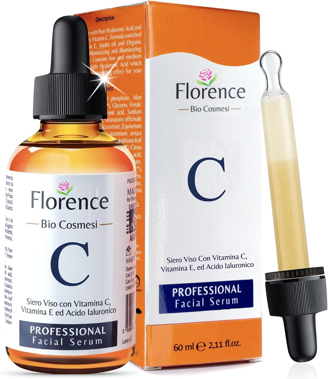 Organic Vitamin C Serum for Face with Hyaluronic Acid. Anti-Aging, Wrinkles, Dark Spots, Brightening and Vegan Vitamin C Serum for Facial Skin Care. Eye Cream Suitable. For Women and Men - Big 2.11oz