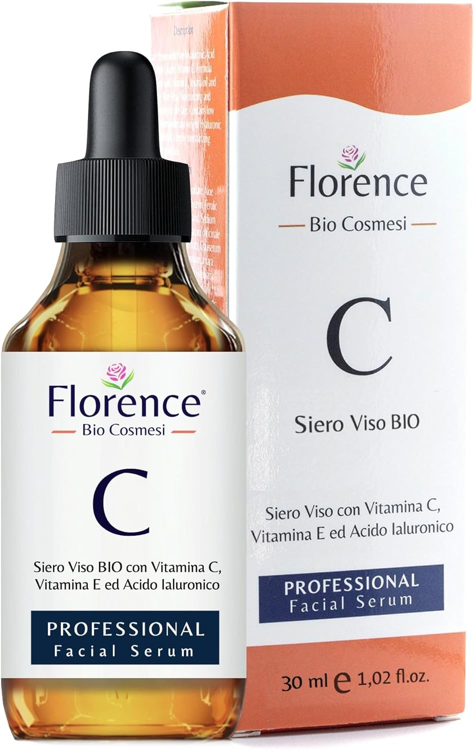 Bio Vitamin C and Vit E. Serum Face Hyaluronic Acid Anti-Wrinkles, Anti-Smudges, and Anti-Aging Also for Eye Contour. Comfortable Travel Version in Recyclable PET. -30 ml