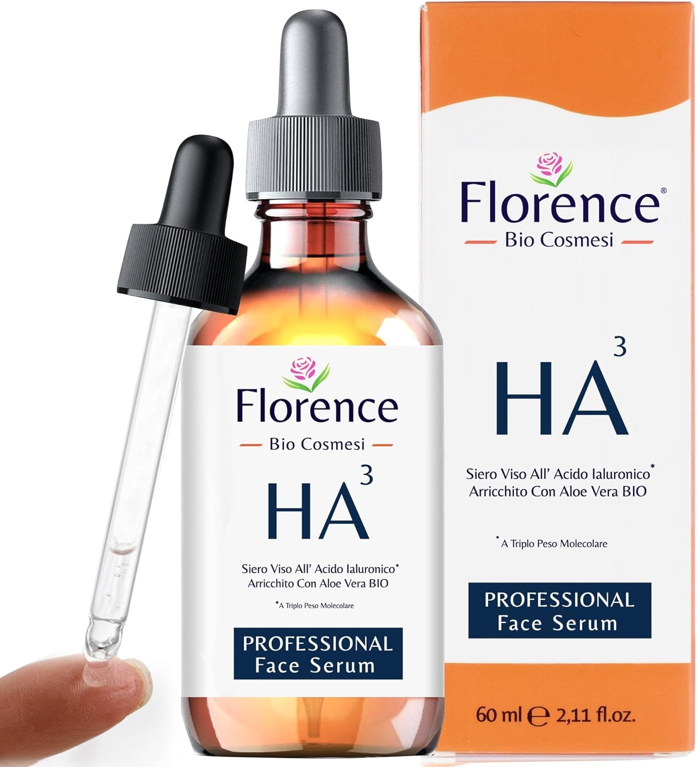 Bio Serum with Pure Hyaluronic Acid with 3 Molecular Weights, Vitamin C and Known Anti-Wrinkle and Anti-Aging Agents. Organic, Vegan, Moisturizing and Brightening - 60 ml
